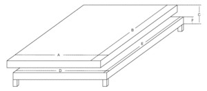 Diagram indicating key measurement points for bed spread measurements.